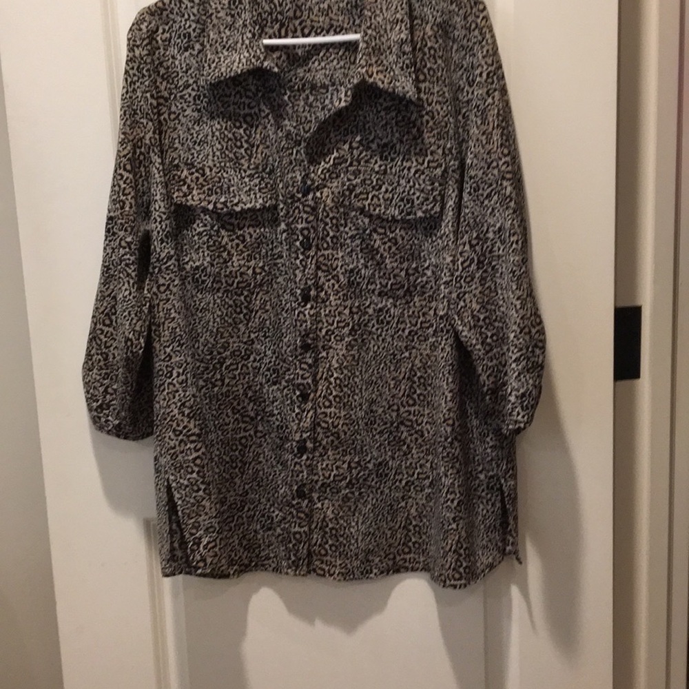 Elementz Animal Print Button Down Collar Top Blou… - image 5